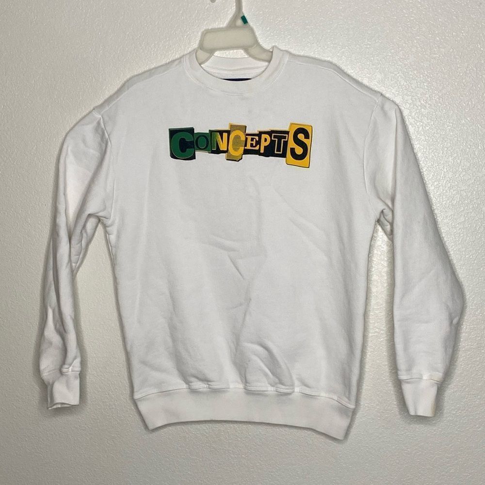 CONCEPTS White Randsom Crewneck 100% Cotton Sweatshirt Size XS